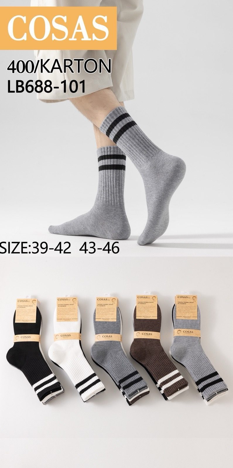Skarpety MĘSKA.SIZE: 39-46_( 40PAR/PACZKA) KOLOR JAK NA ZDZIĘCIU 9693554