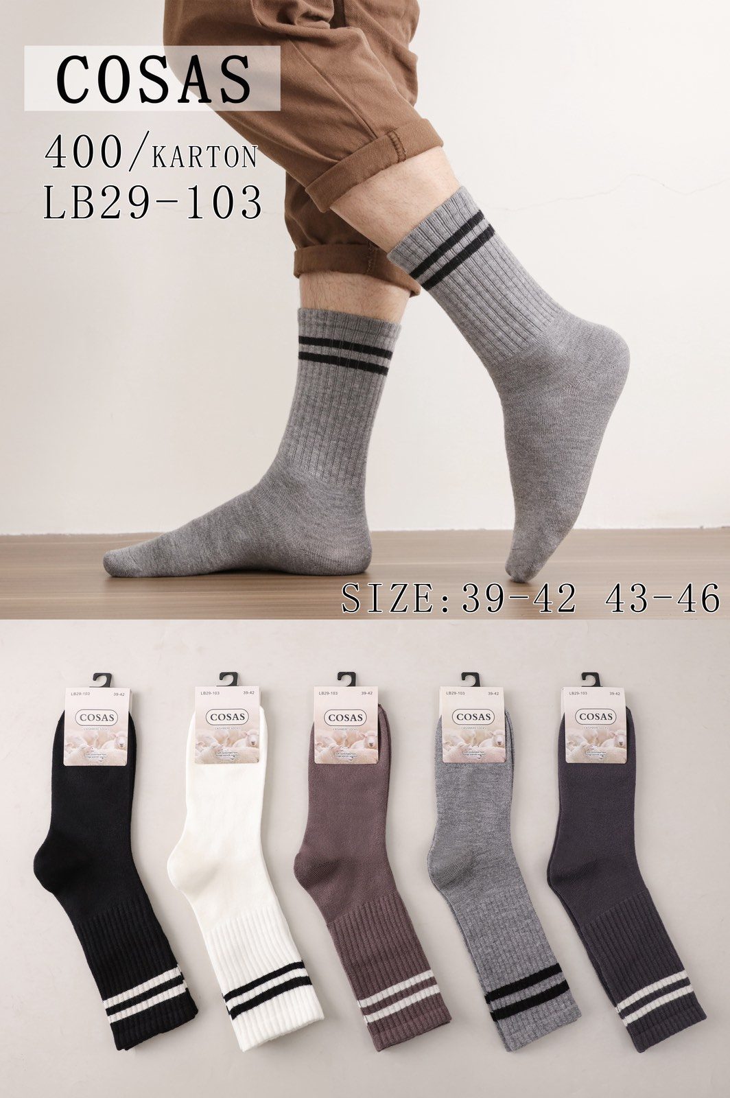 Skarpety MĘSKA.SIZE: 39-46_( 40PAR/PACZKA) KOLOR JAK NA ZDZIĘCIU 9693555