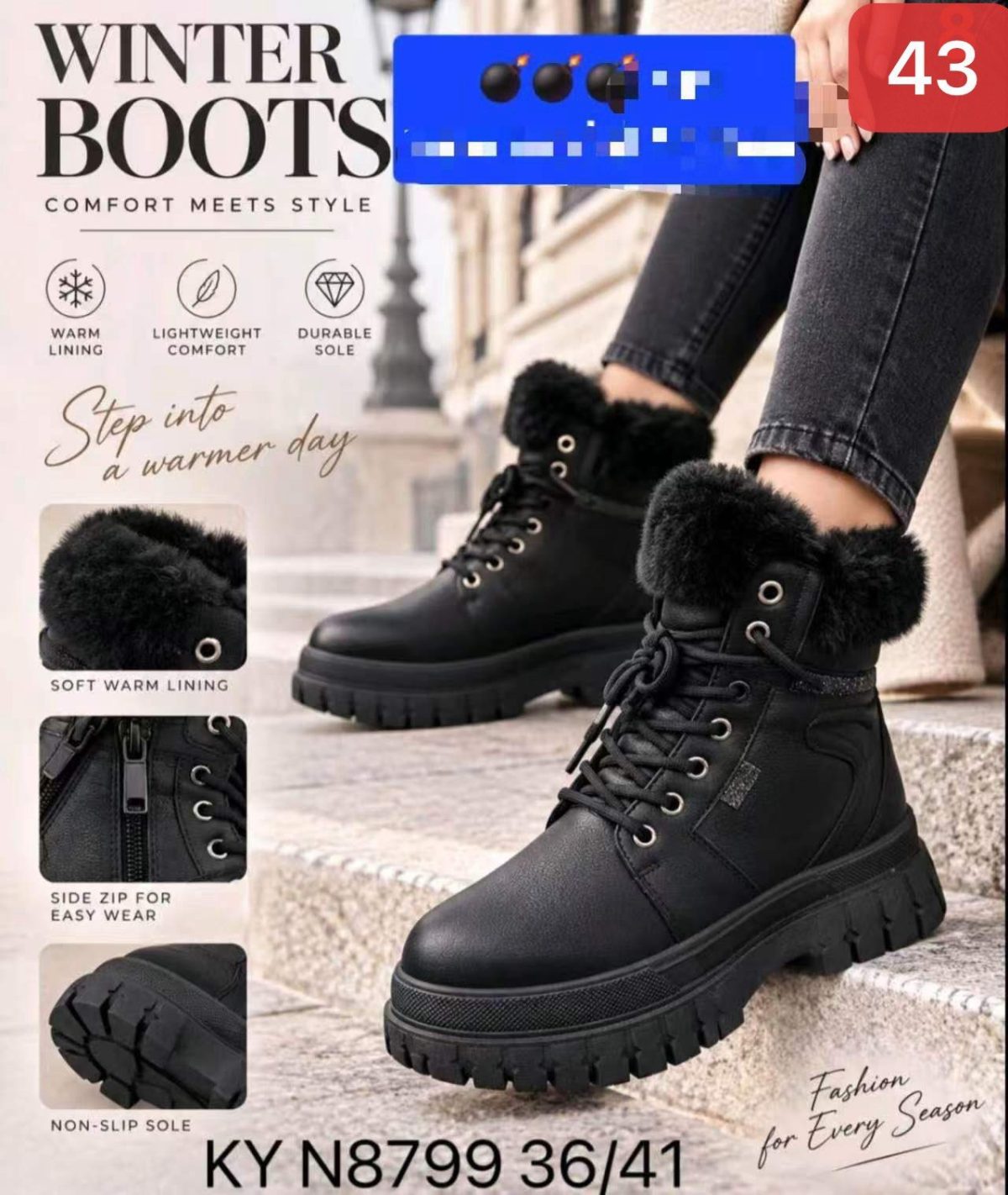 Buty Botki DAMSKIE (36-41_12 par) 1492483