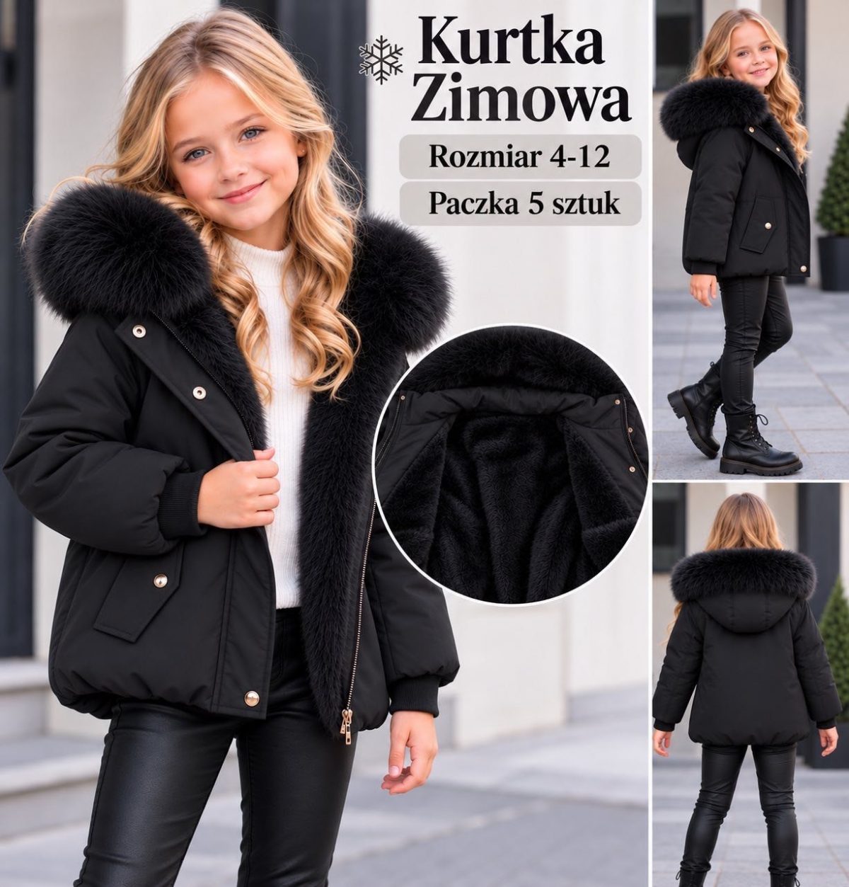 Kurtki DZIECIĘCA size 4-12 lat_ paczka 5szt _1 kolor 2638387