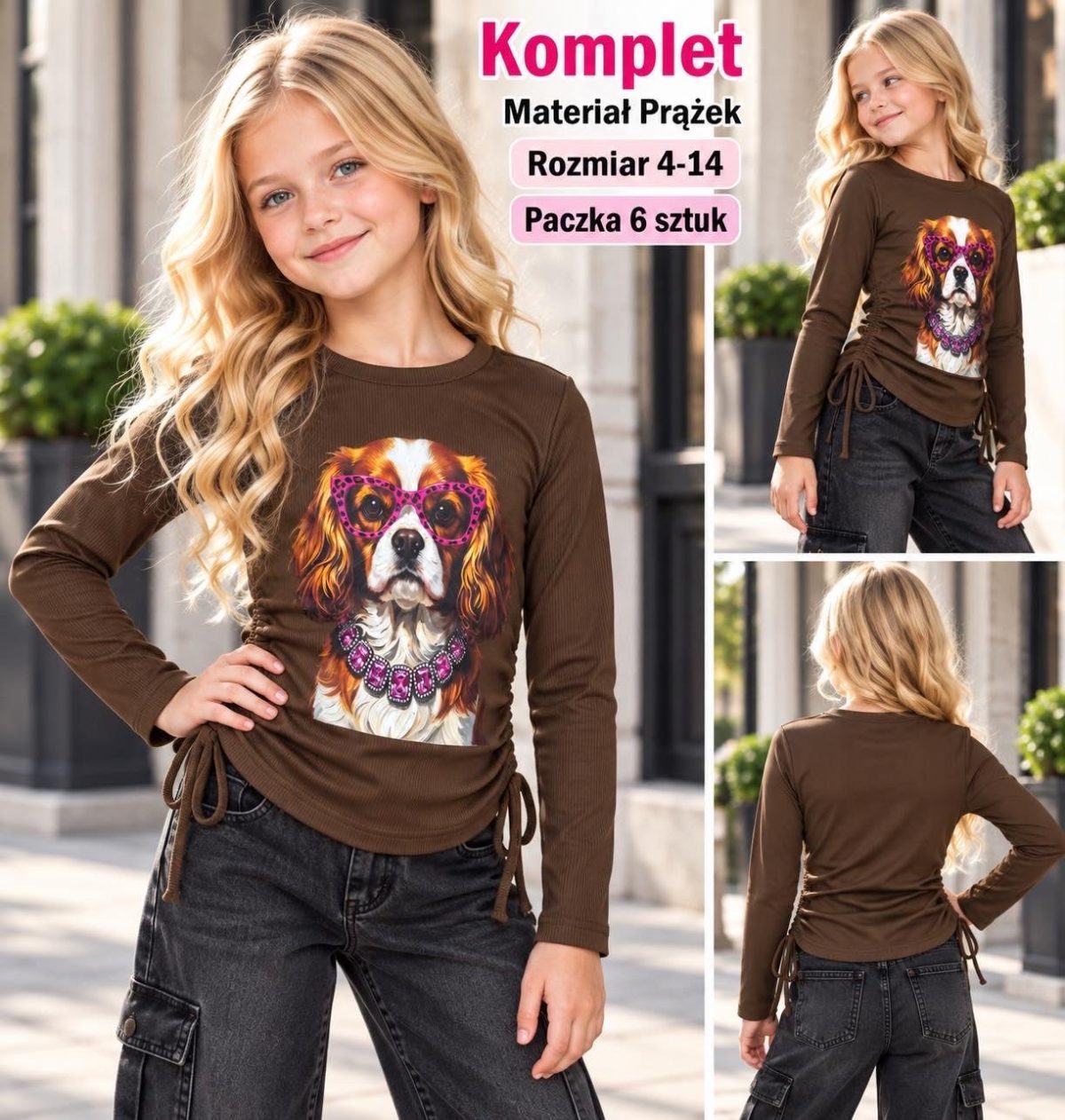 Bluzka DZIECIĘCA size 4-14 lat_ paczka 6szt _1 kolor 2638444