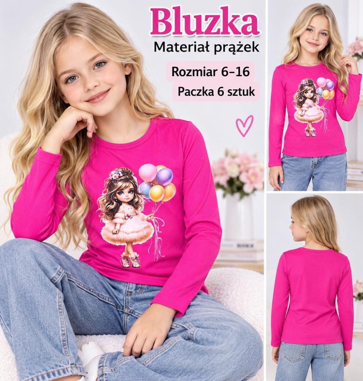 Bluzka DZIECIĘCA size 6-16 lat_ paczka 6szt _1 kolor 2638464