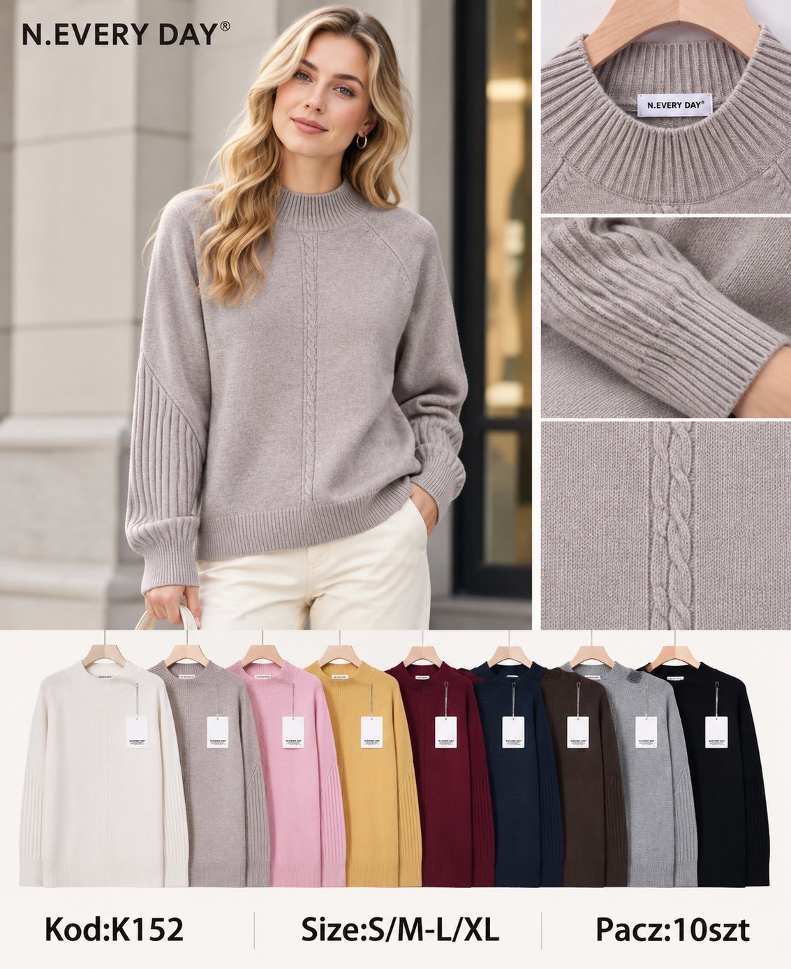 Swetry Damskie _size s-xl_ paczka 10szt_ mix kolor 2638477