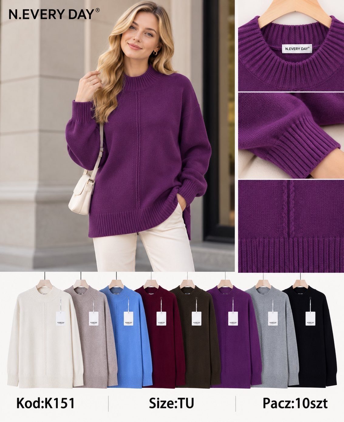Swetry Damskie _size uni_ paczka 10szt_ mix kolor 2638479