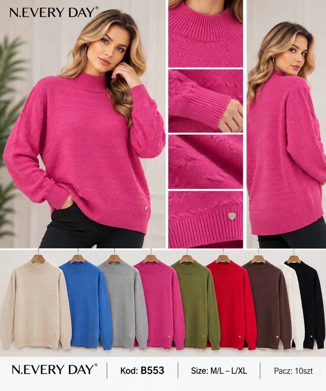 Swetry Damskie _size m-xl_ paczka 10szt_ mix kolor 2638490