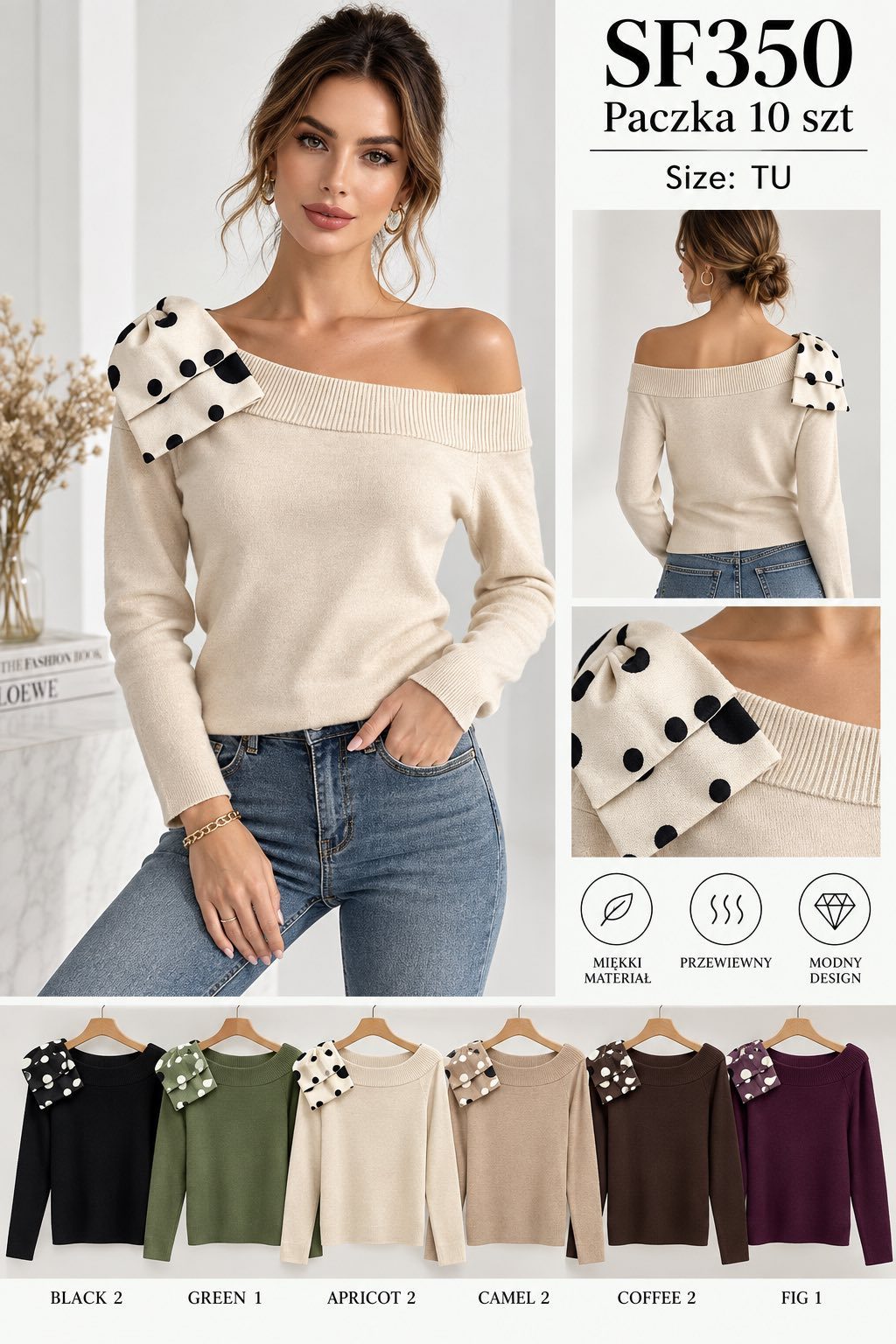 Swetry DAMSKATURECKA_size uni_paczka 10 szt_mixkolor 2638500