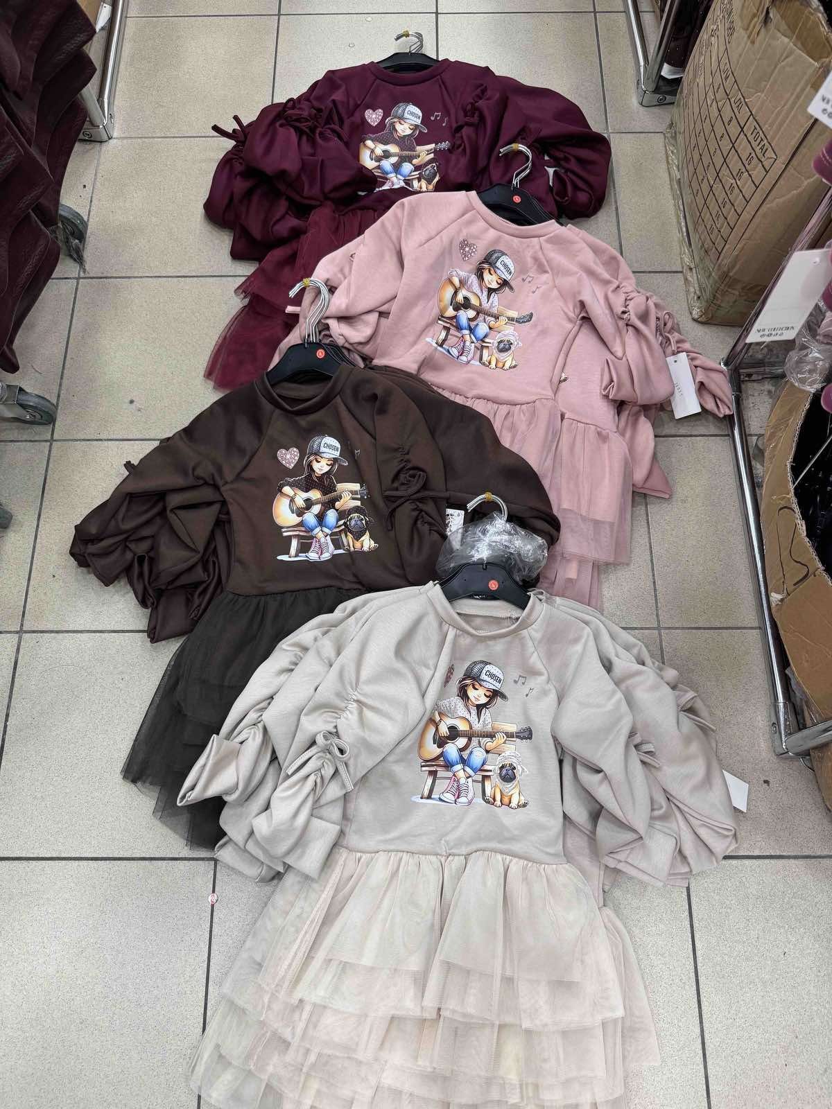 Sukienki DZIECIĘCA size 4-14 lat_ paczka 6szt _1 kolor 2638506