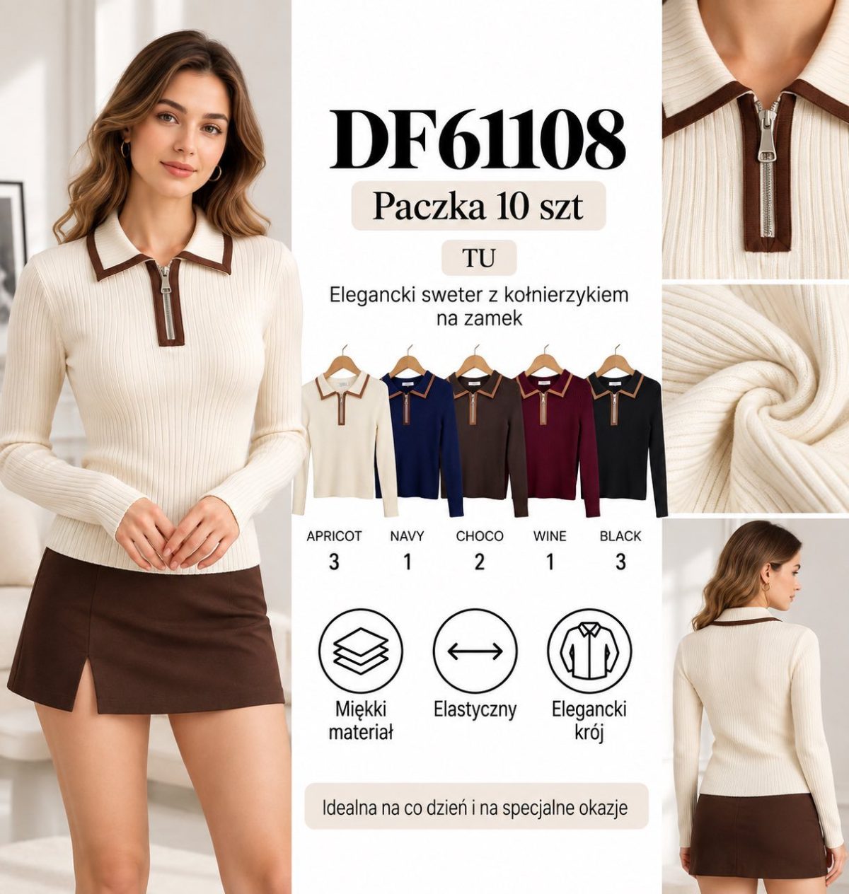 Swetry DAMSKATURECKA_size uni_paczka 10 szt_mixkolor 4869463