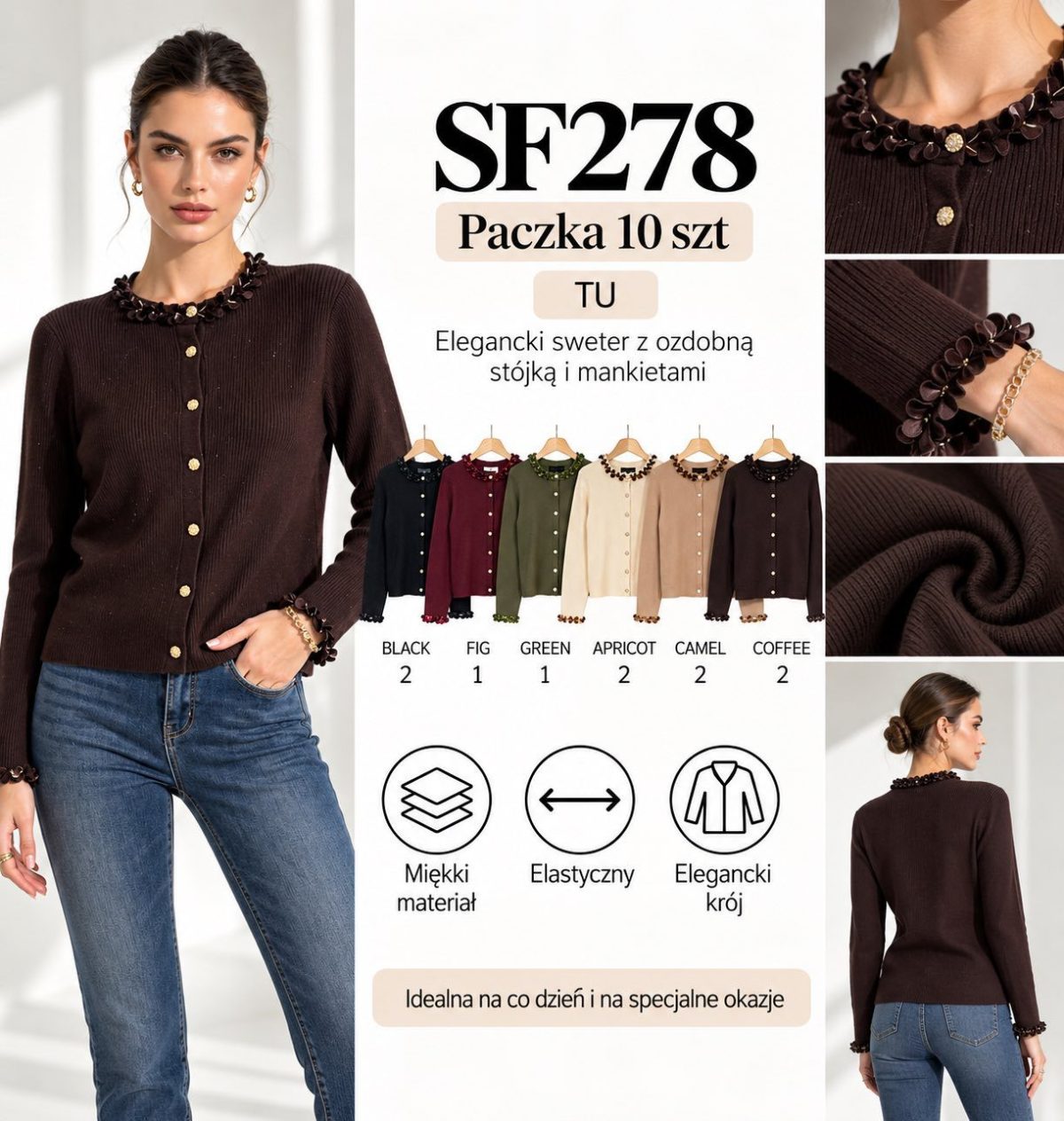 Swetry DAMSKATURECKA_size uni_paczka 10 szt_mixkolor 4869468