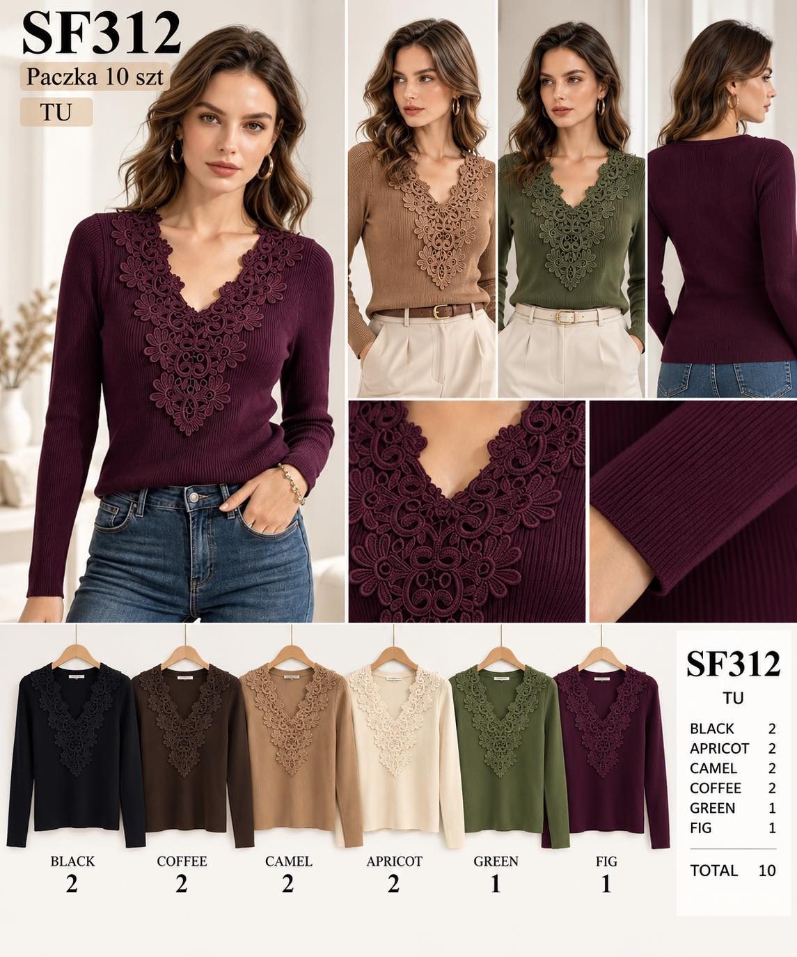 Swetry DAMSKATURECKA_size uni_paczka 10 szt_mixkolor 4869491