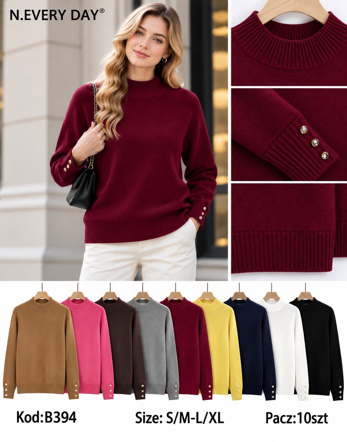 Swetry Damskie _size s-xl_ paczka 10szt_ mix kolor 4869501