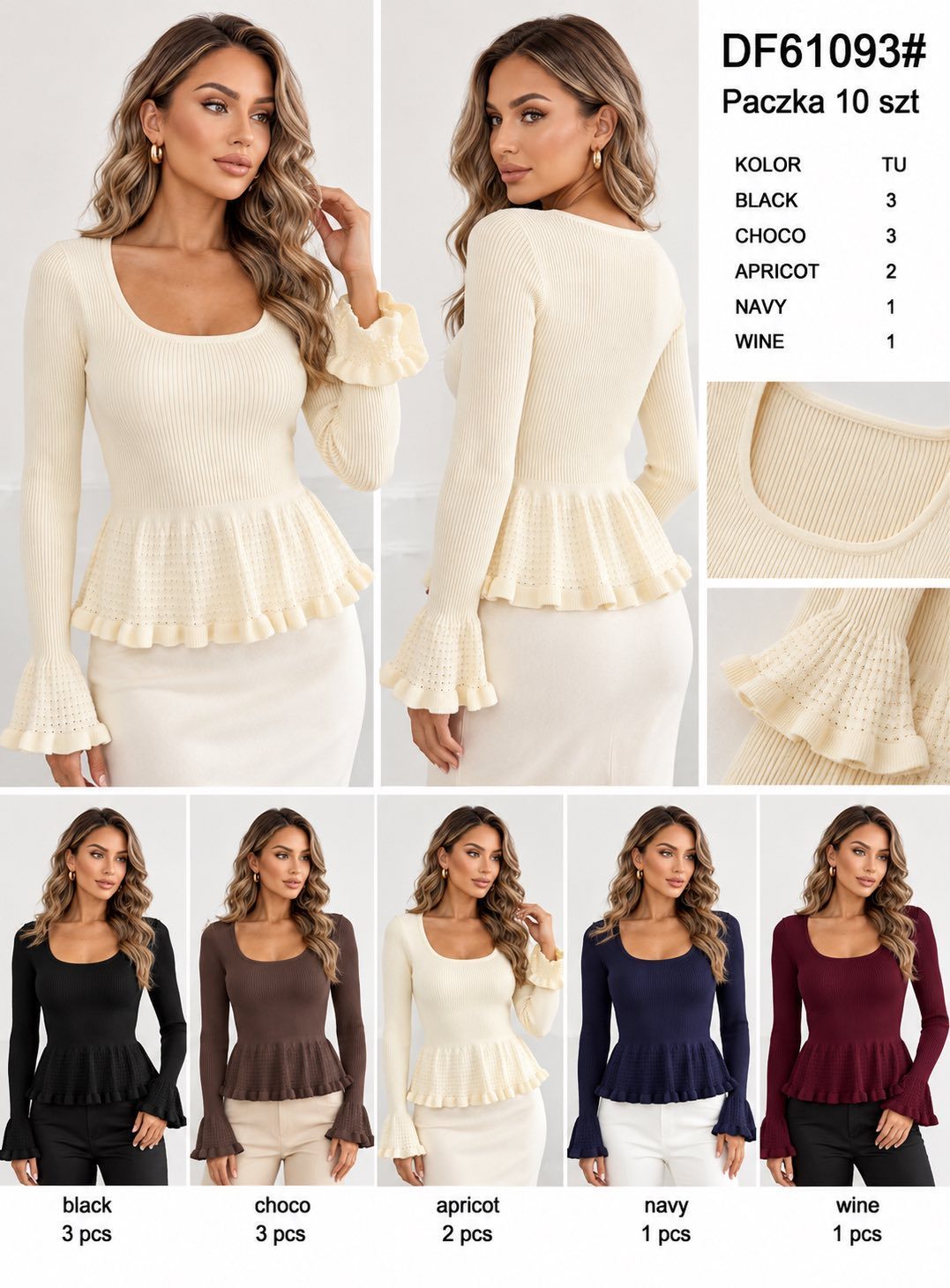 Swetry DAMSKATURECKA_size uni_paczka 10 szt_mixkolor 4869514