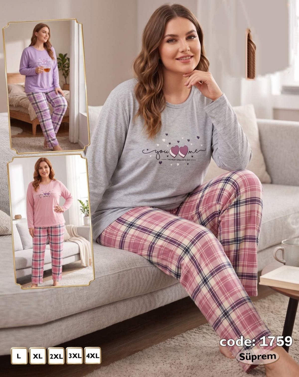 Piżamy DAMSKA_size l-4xl_paczka 10 szt_mixkolor 4869634
