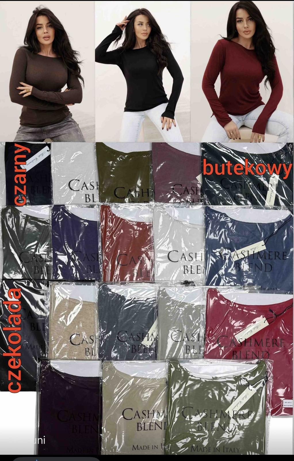 Bluzki Damskie wloskie _size uni_ paczka 6szt_ mix kolor 6649466