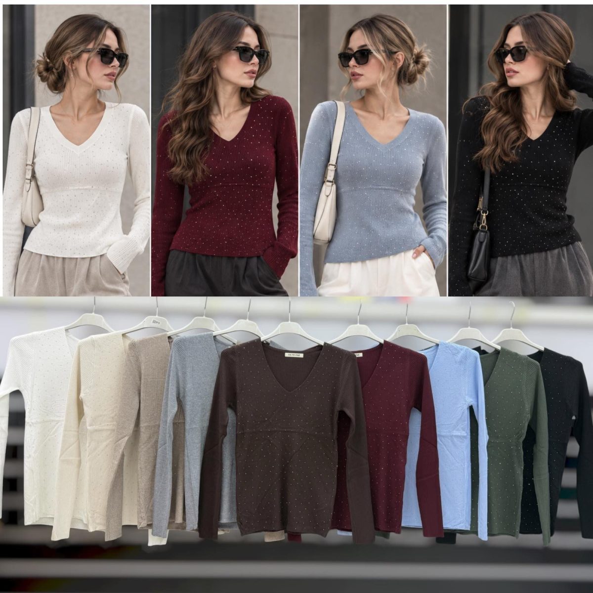 Swetry Damskie wloskie _size uni_ paczka 6szt_ mix kolor 6649653