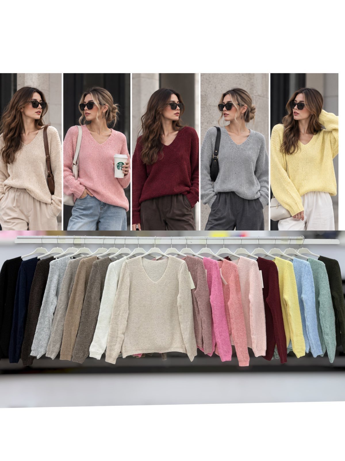 Swetry Damskie wloskie _size uni_ paczka 6szt_ mix kolor 6649654
