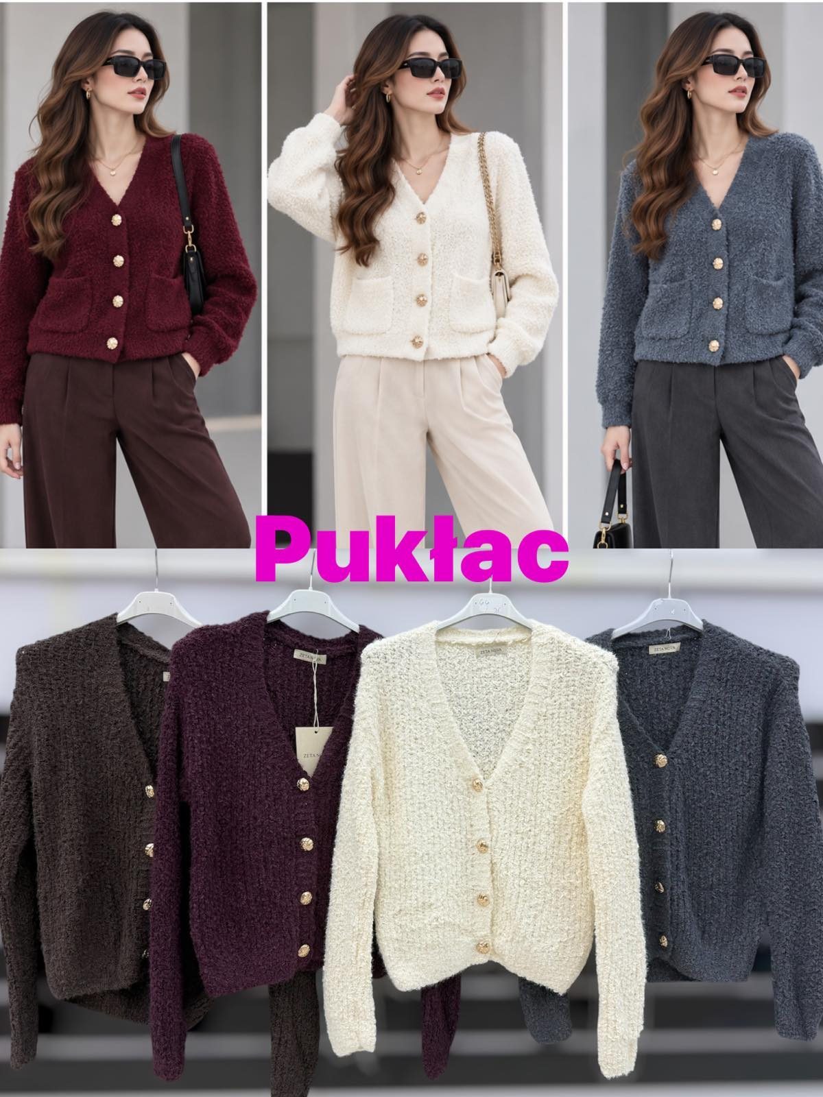 Swetry Damskie wloskie _size uni_ paczka 8szt_ mix kolor 6649660