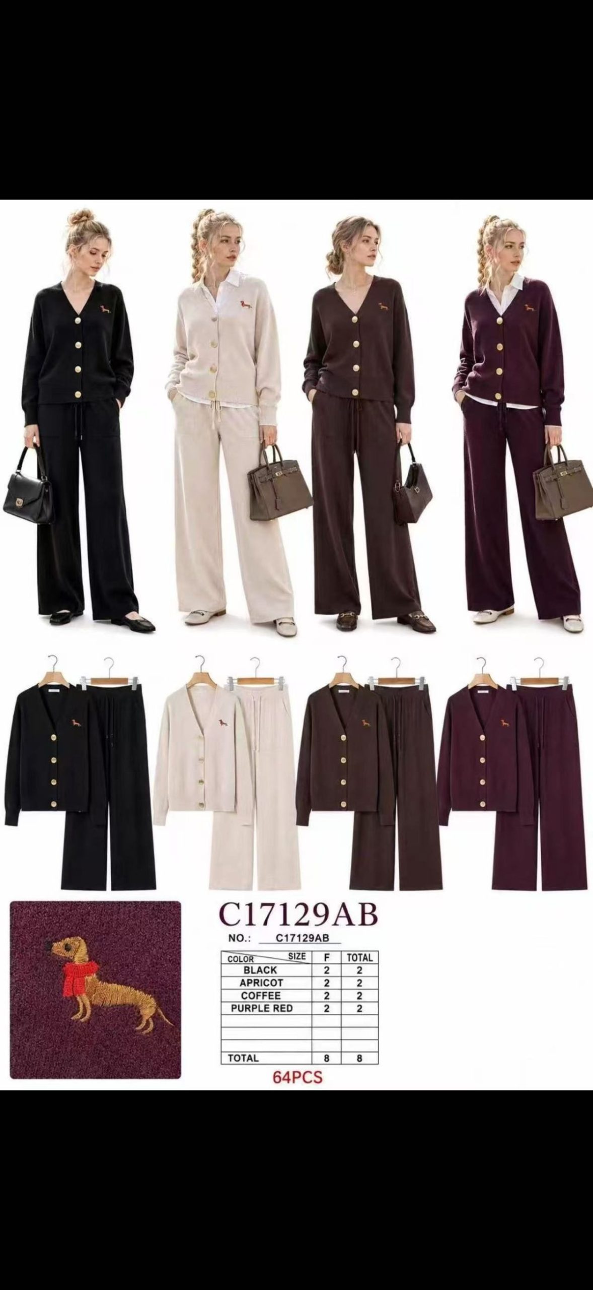 Komplety Damskie wloskie _size uni_ paczka 8szt_ mix kolor 6649687