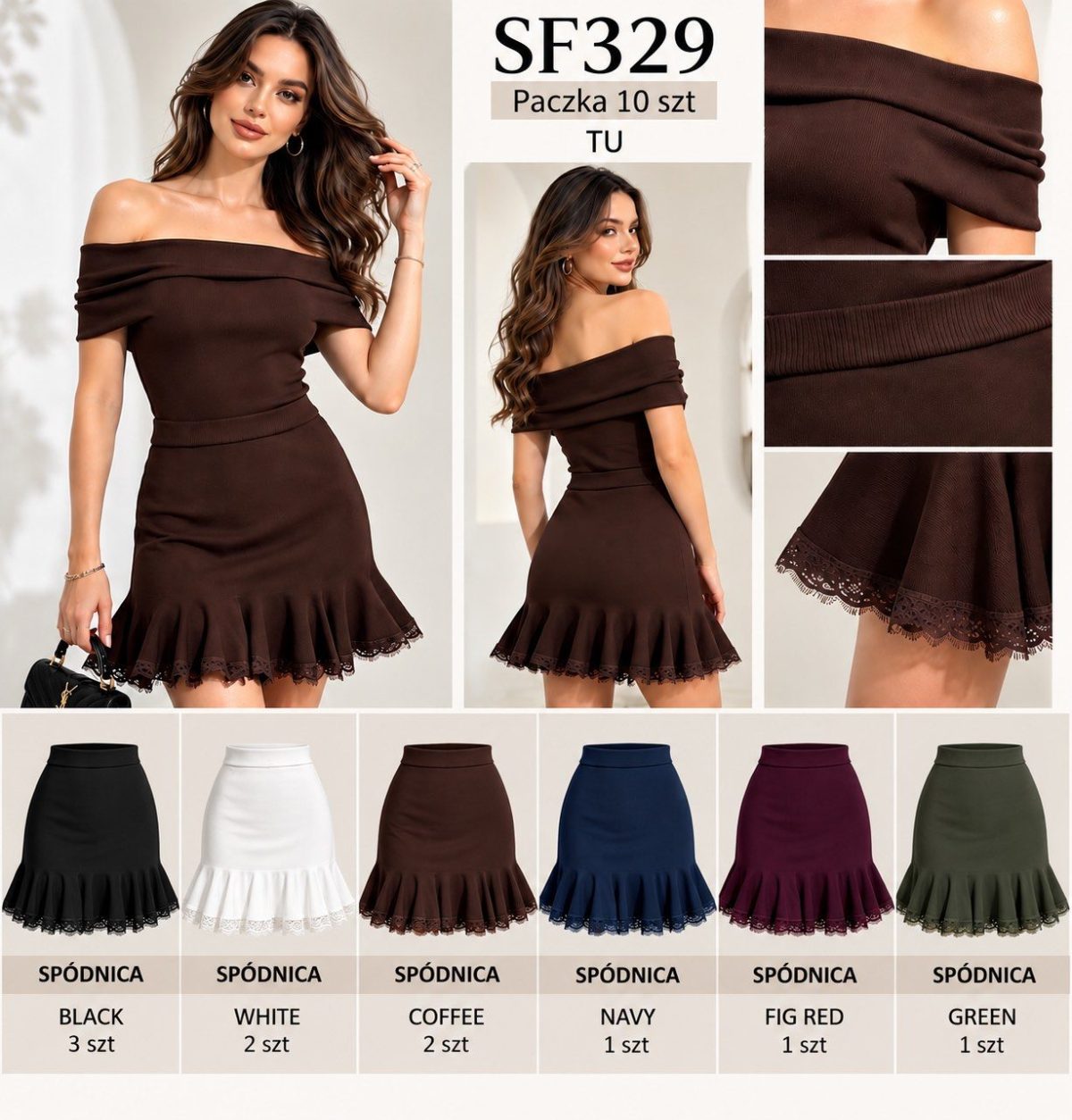 Spódnica krótka DAMSKA TURECKA _size uni_paczka 10 szt_mixkolor 7021655