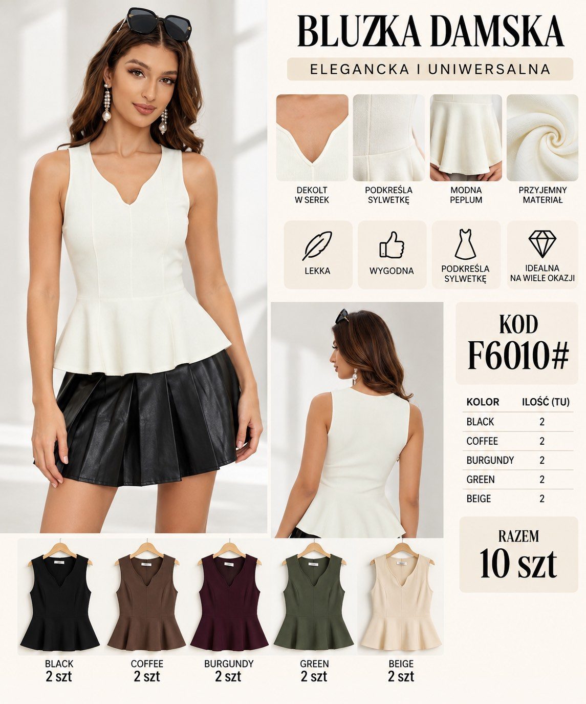 Bluzki DAMSKA TURECKA _size uni_paczka 10 szt_mixkolor 7021708