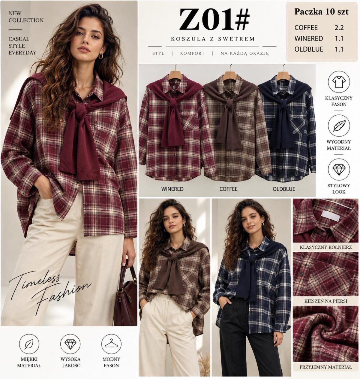 Koszule DAMSKA TURECKA _size uni_paczka 10 szt_mixkolor 7021711