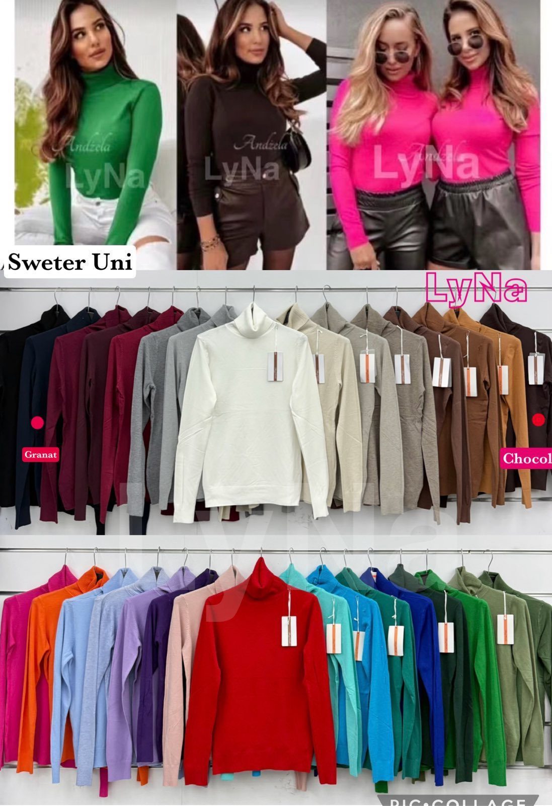 Swetry Damskie wloskie _size uni_ paczka 6szt_ mix kolor 7022034