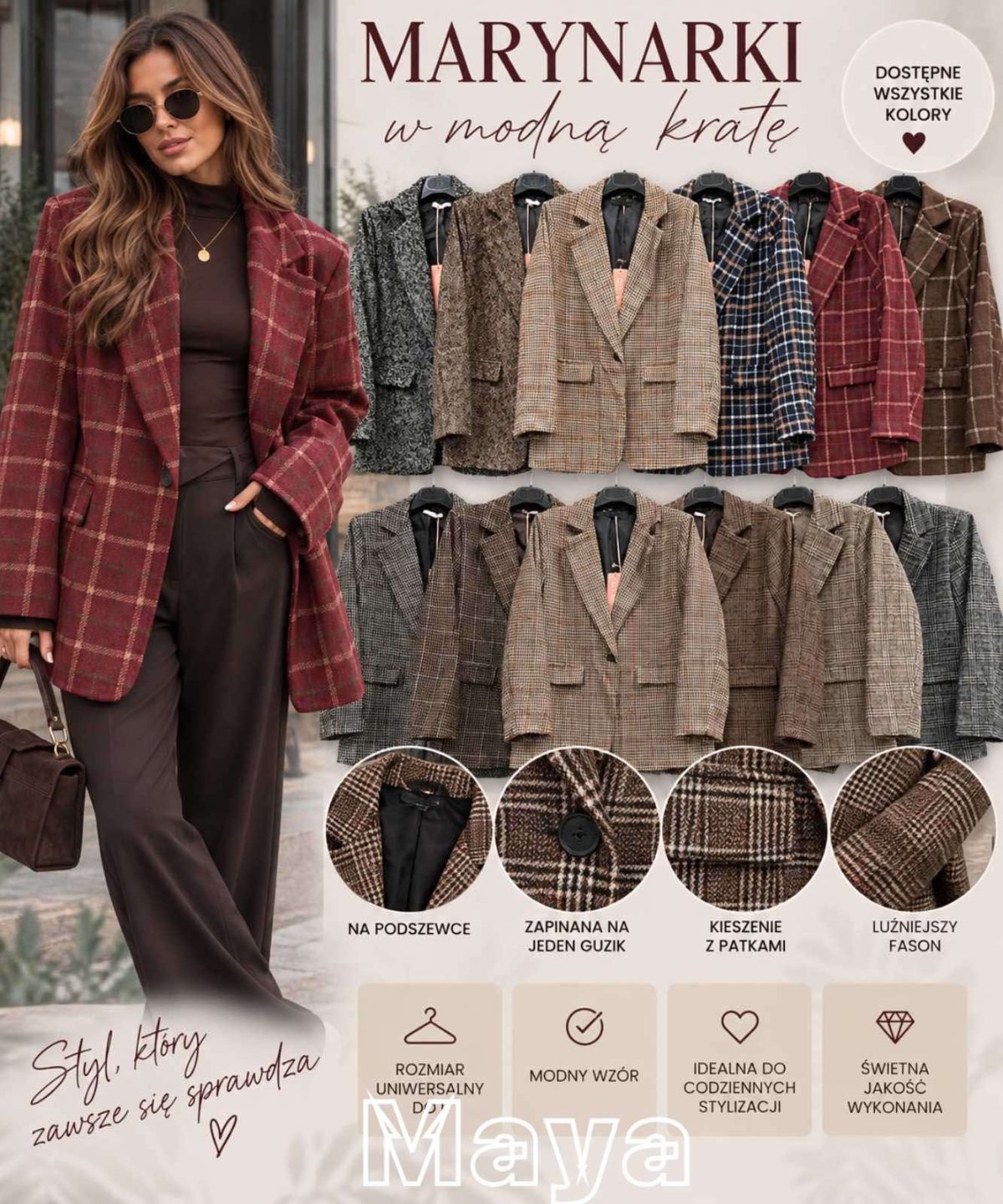 Marynarki Damskie wloskie _size uni_ paczka 6szt_ mix kolor 9054452