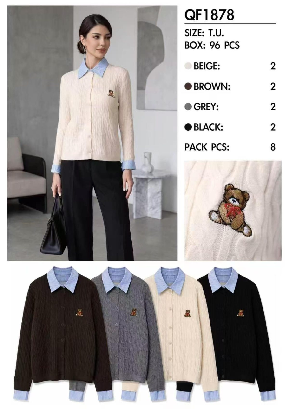 Swetry Damskie wloskie _size uni_ paczka 10szt_ mix kolor 7569178