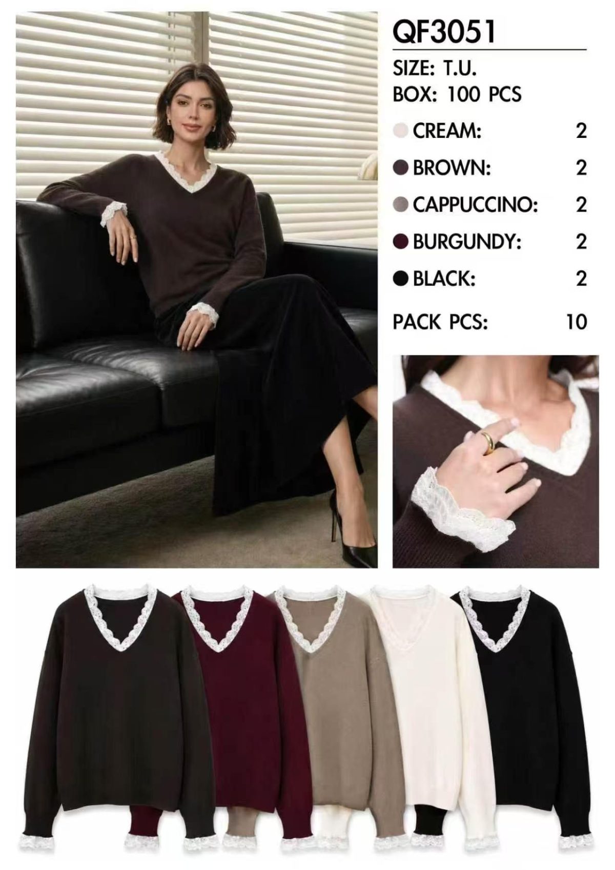 Swetry Damskie wloskie _size uni_ paczka 10szt_ mix kolor 7569179