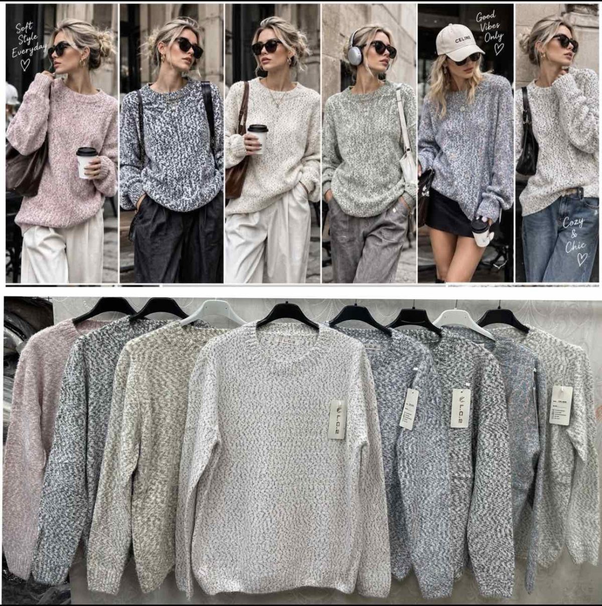 Swetry Damskie wloskie _size uni_ paczka 12szt_ mix kolor 7569203