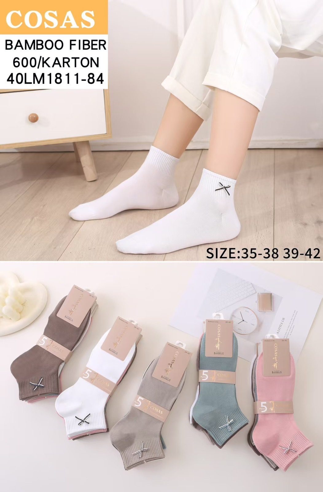 Skarpety DAMSKA.SIZE: 35-42_( 40PAR/PACZKA) KOLOR JAK NA ZDZIĘCIU 2364732