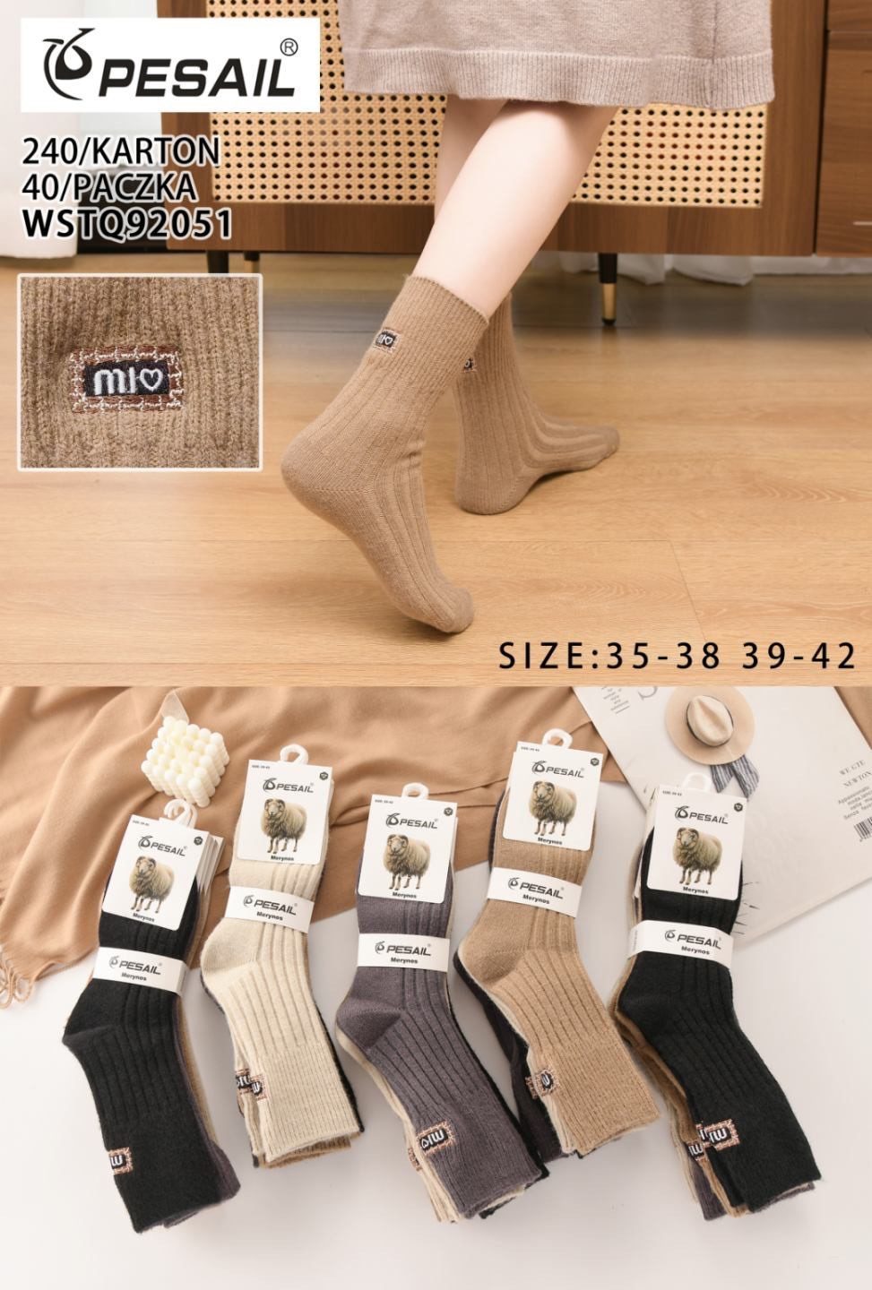 Skarpety DAMSKA.SIZE: 35-42_( 40PAR/PACZKA) KOLOR JAK NA ZDZIĘCIU 2364745