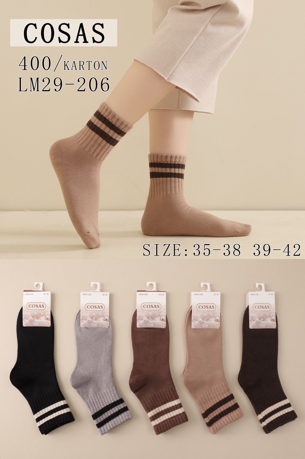 Skarpety DAMSKA.SIZE: 35-42_( 40PAR/PACZKA) KOLOR JAK NA ZDZIĘCIU 6102401