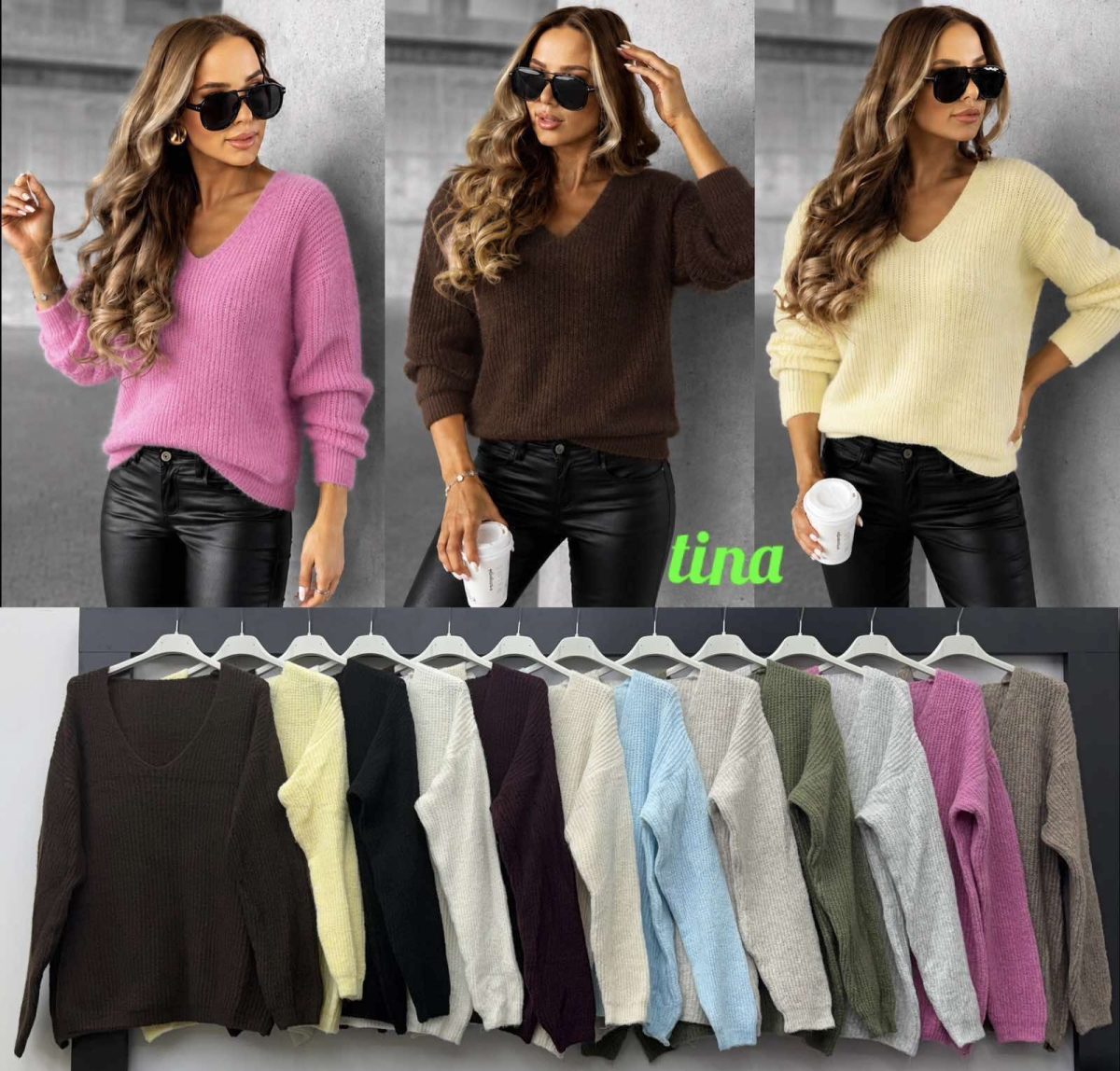 Swetry Damskie wloskie_size uni_paczka 6szt_mix kolor 6102616