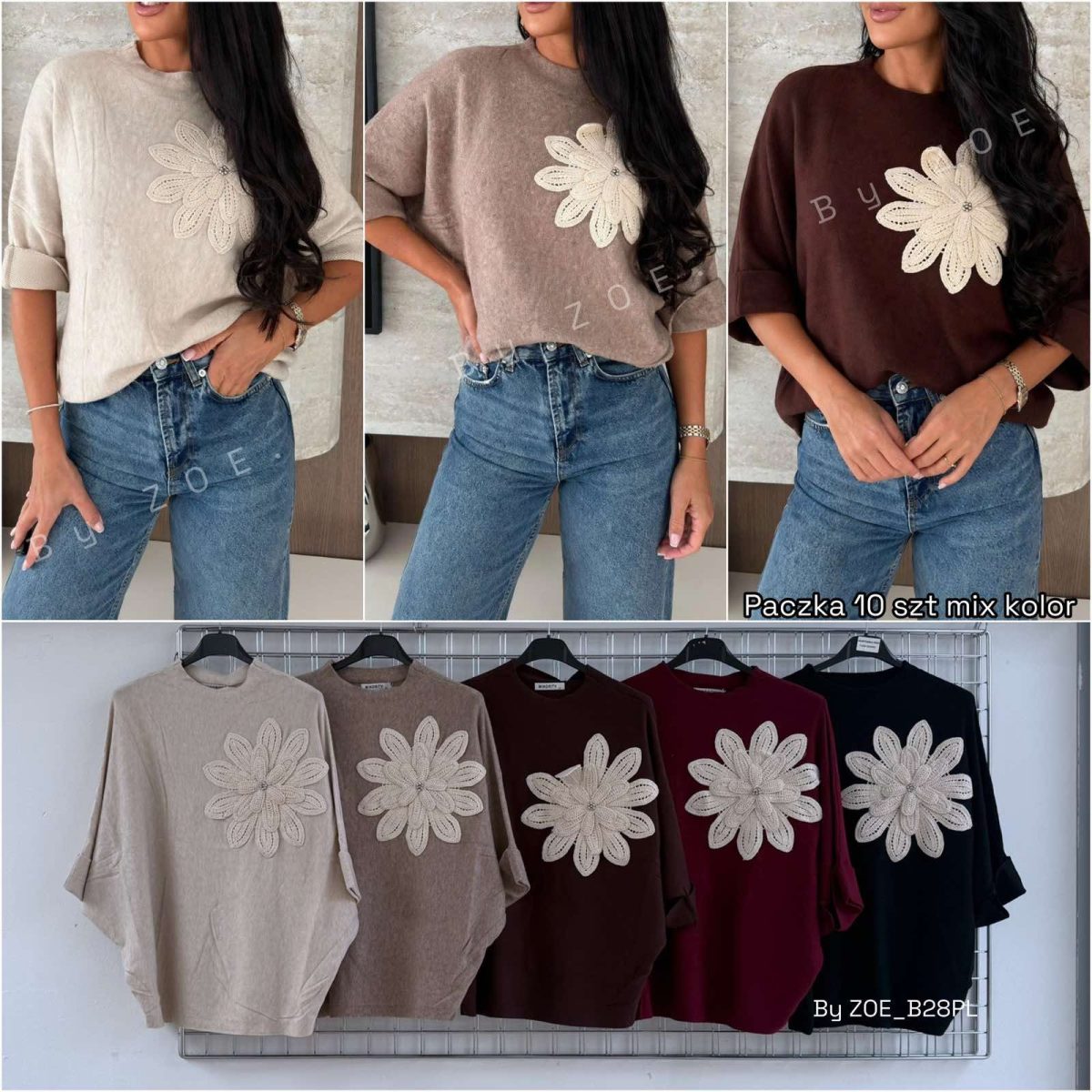 Swetry damskie POLSKA _ Size uni_paczka 10szt_mix kolor 6102618