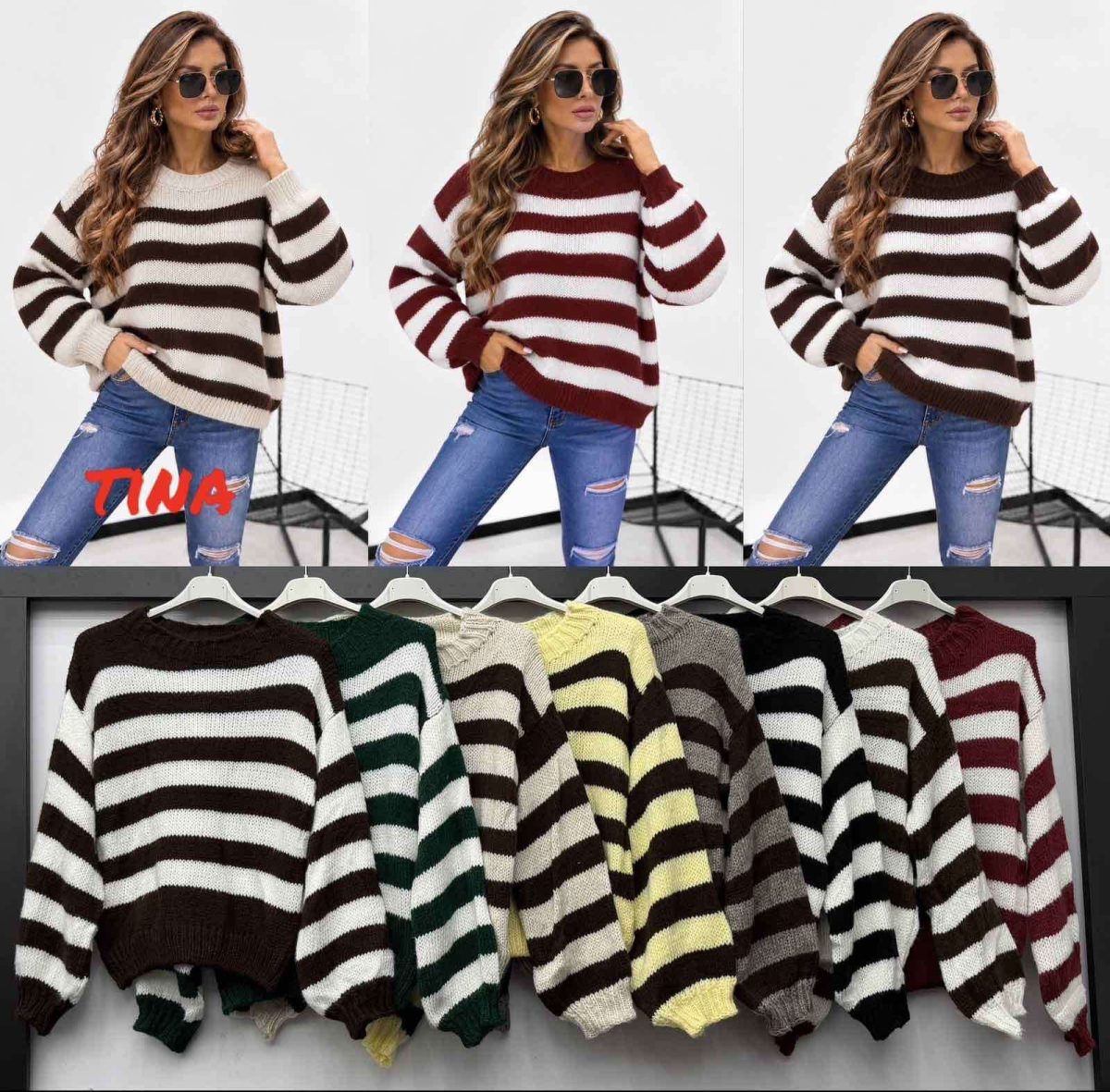 Swetry Damskie wloskie_size uni_paczka 6szt_mix kolor 6102623