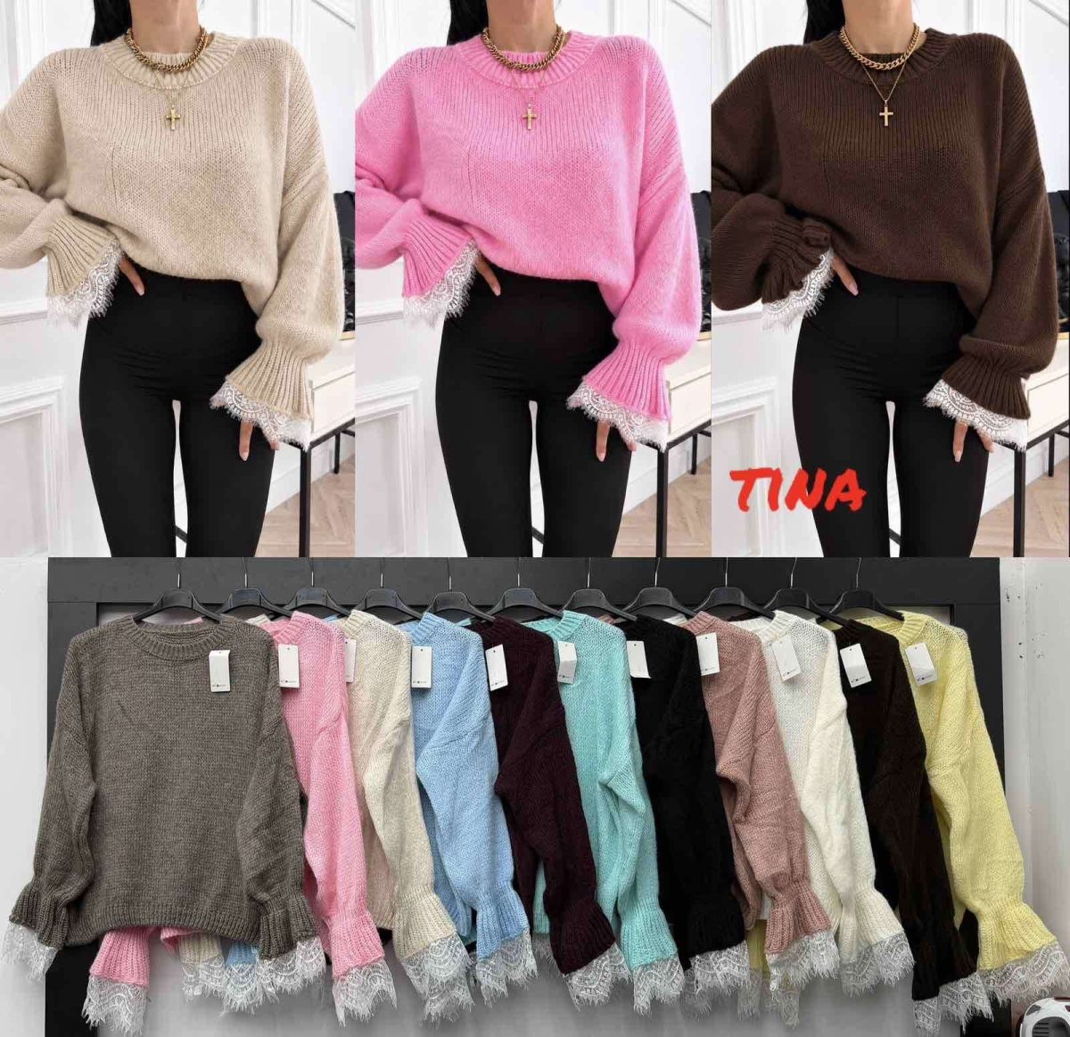 Swetry Damskie wloskie_size uni_paczka 6szt_mix kolor 6102625