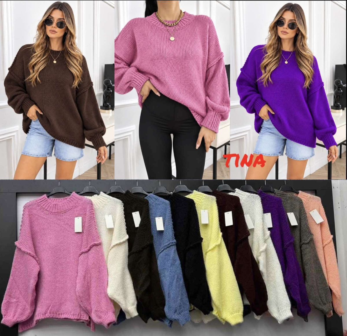 Swetry Damskie wloskie_size uni_paczka 6szt_mix kolor 6102628