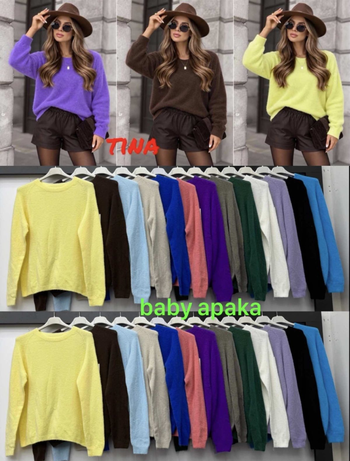 Swetry Damskie wloskie_size uni_paczka 6szt_mix kolor 6102634