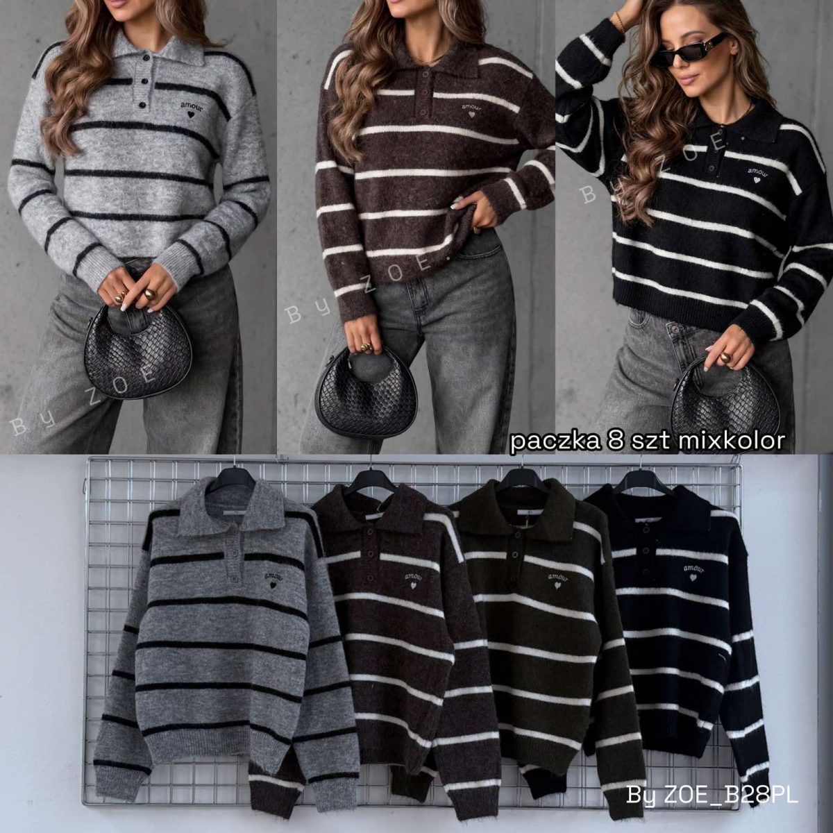 Swetry damskie POLSKA _ Size uni_paczka 8szt_mix kolor 6102742