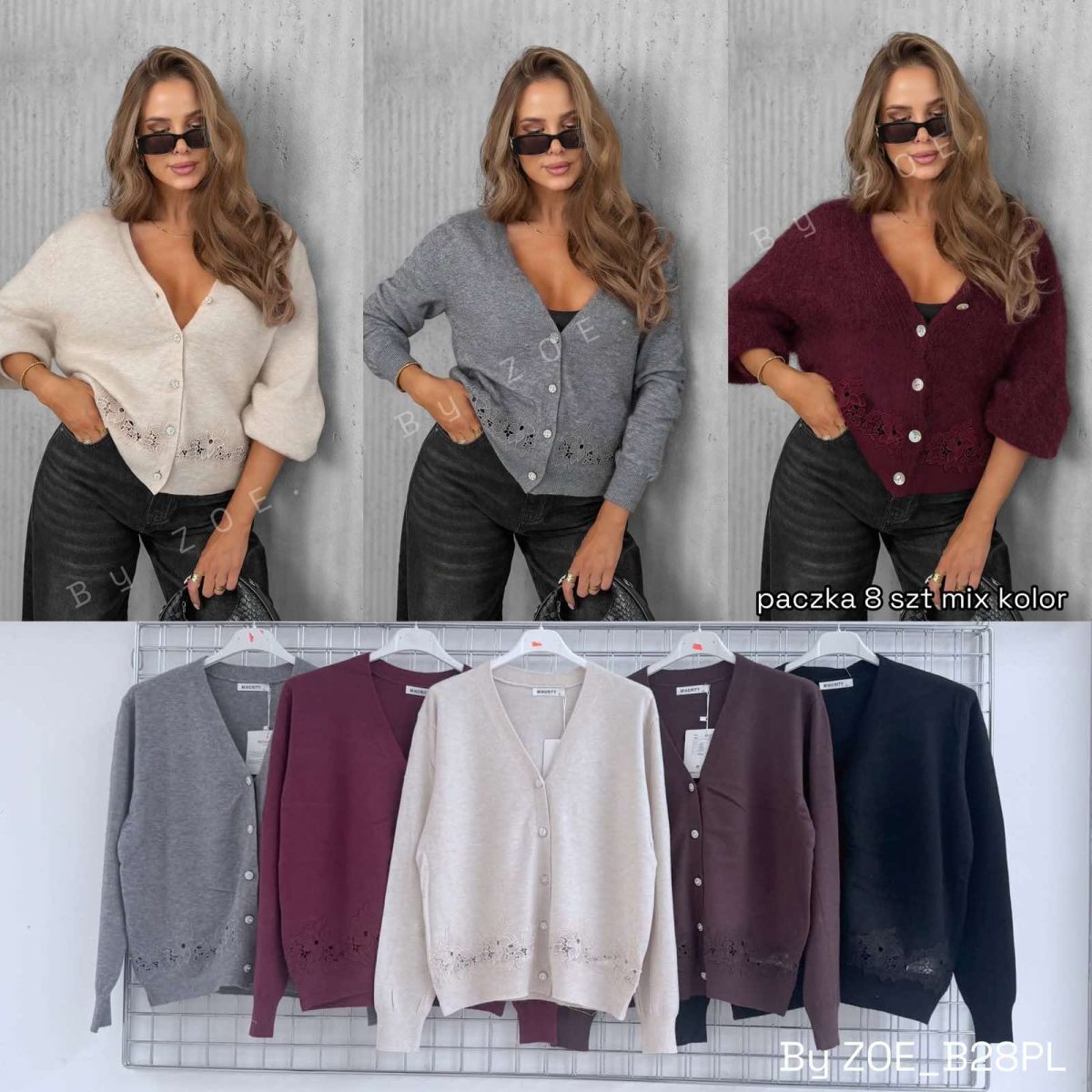 Swetry damskie POLSKA _ Size uni_paczka 8szt_mix kolor 6102788