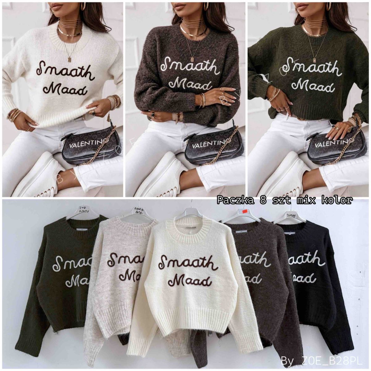Swetry damskie POLSKA _ Size uni_paczka 8szt_mix kolor 6891932