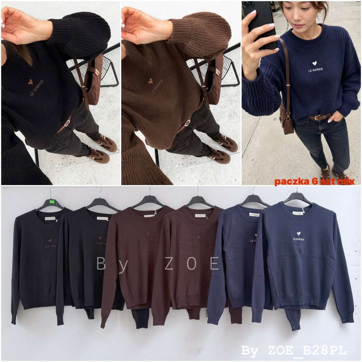 Swetry damskie POLSKA _ Size uni_paczka 6szt_mix kolor 6891960