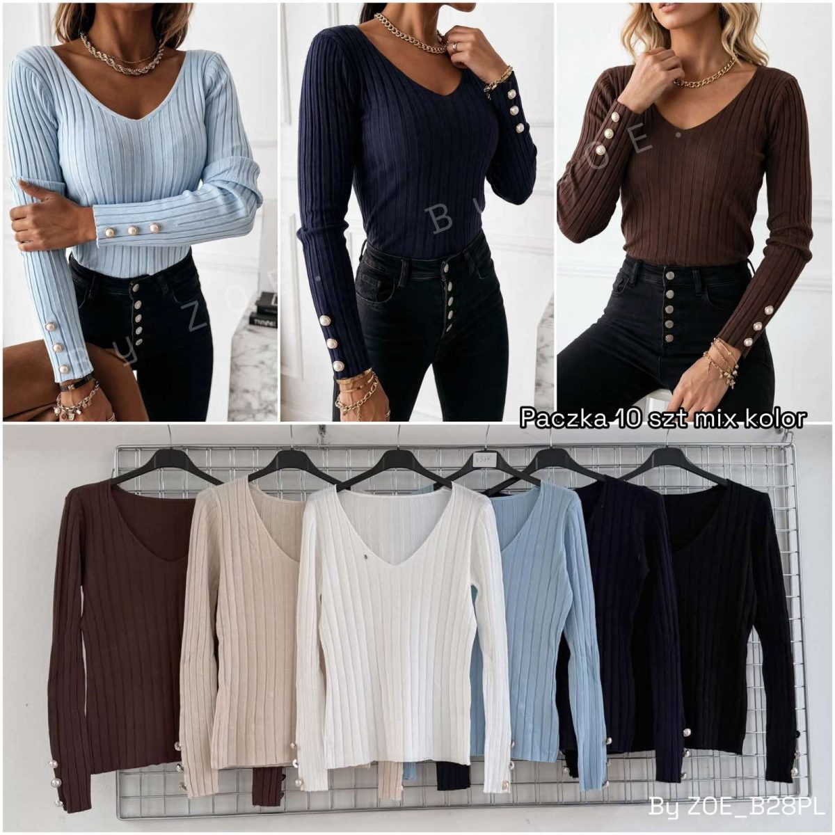 Swetry damskie POLSKA _ Size uni_paczka 10szt_mix kolor 6891995
