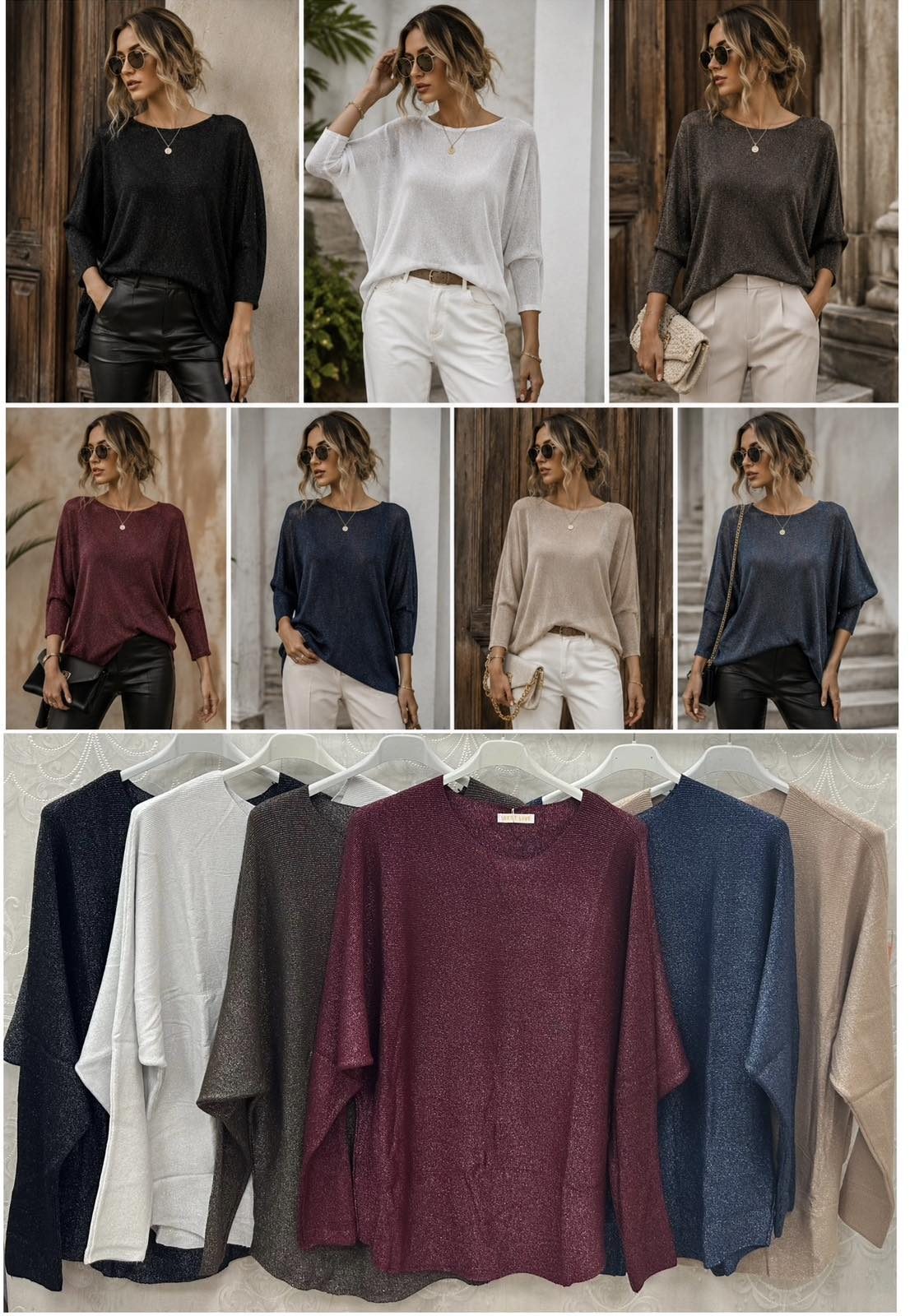 Swetry Damskie wloskie _size uni_ paczka 12szt_ mix kolor 8989283