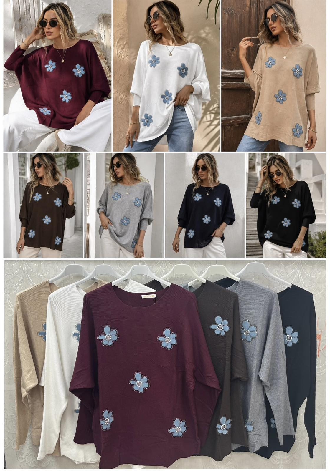 Swetry Damskie wloskie _size uni_ paczka 12szt_ mix kolor 8989303