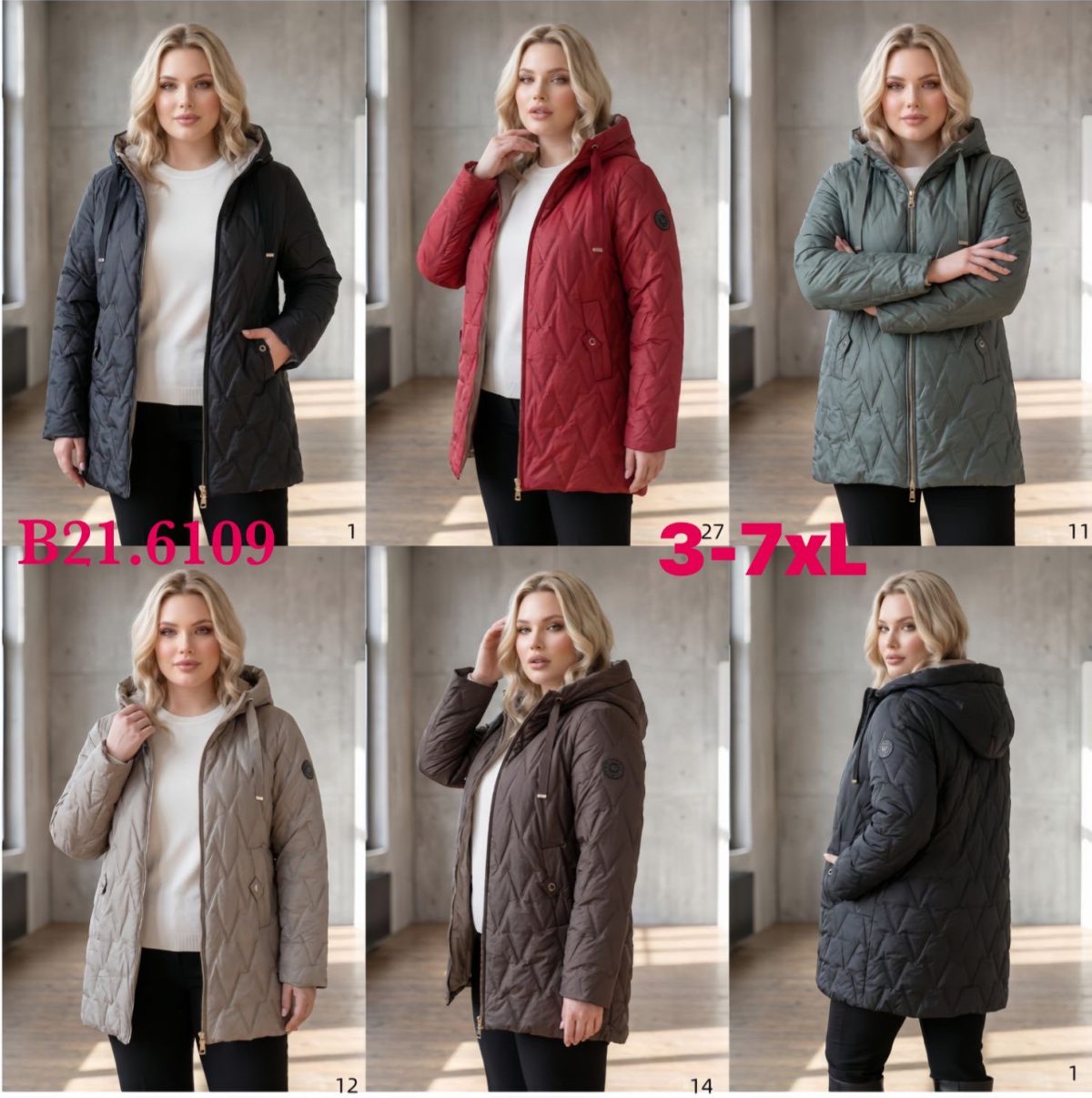 Kurtki Damskie _size 3-7xl_paczka 5szt_1kolor 8989328