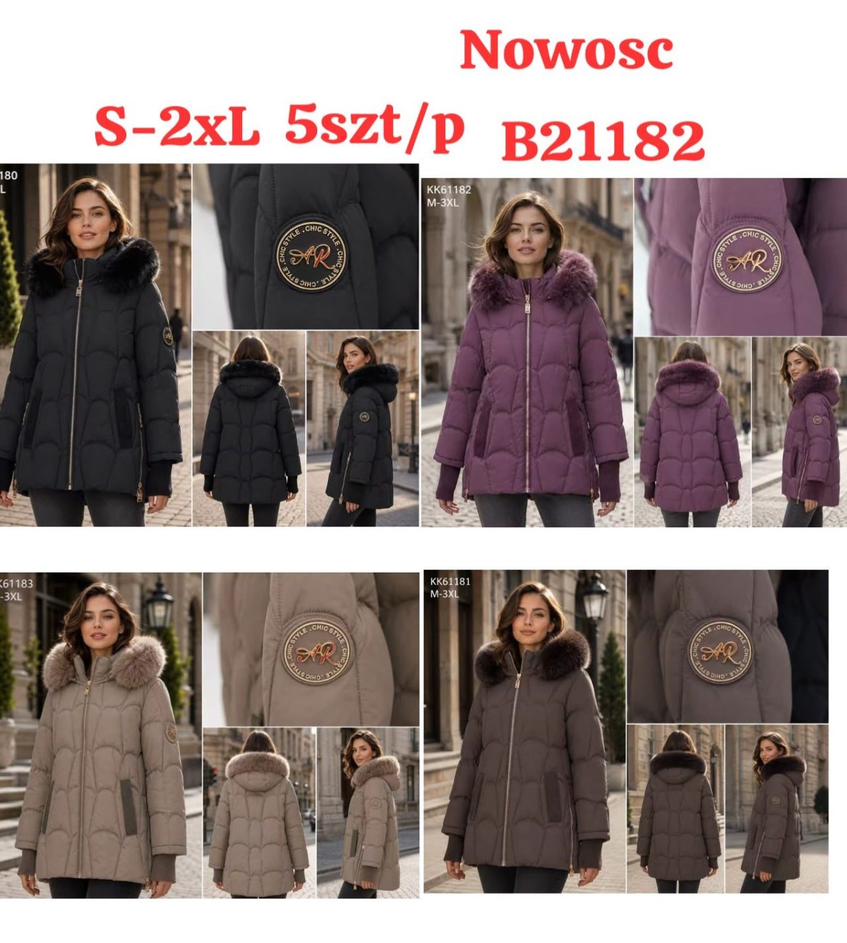 Kurtki Damskie _size s-2xl_paczka 5szt_1kolor 8989237