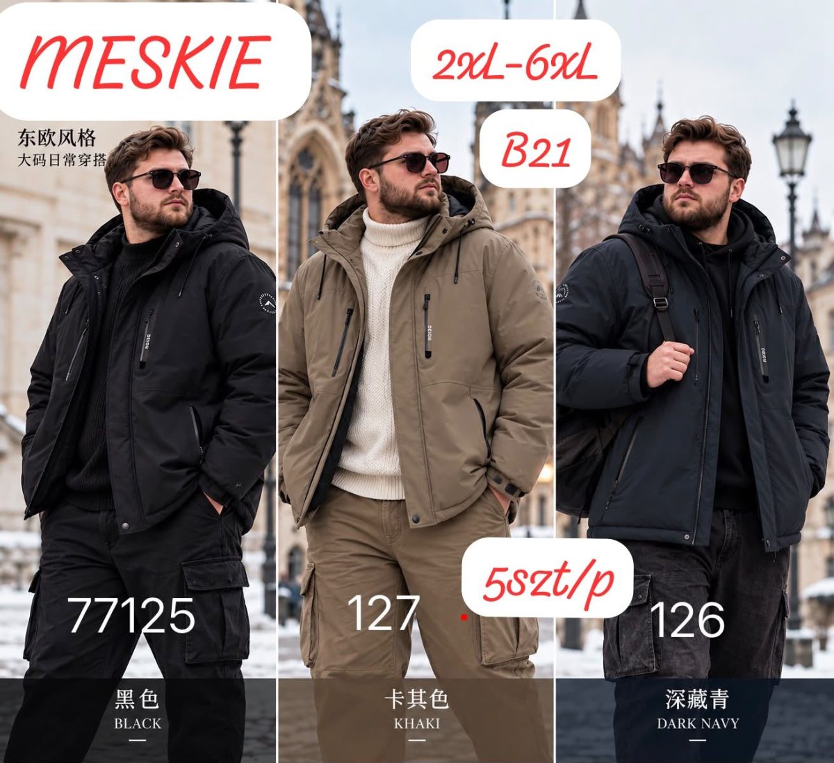 Kurtki MĘSKA _size 2-6xl_paczka 5szt_1kolor 8989261