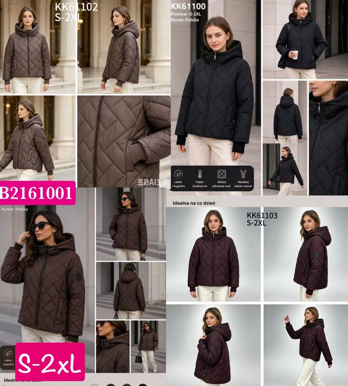 Kurtki Damskie _size s-2xl_paczka 5szt_1kolor 8989386